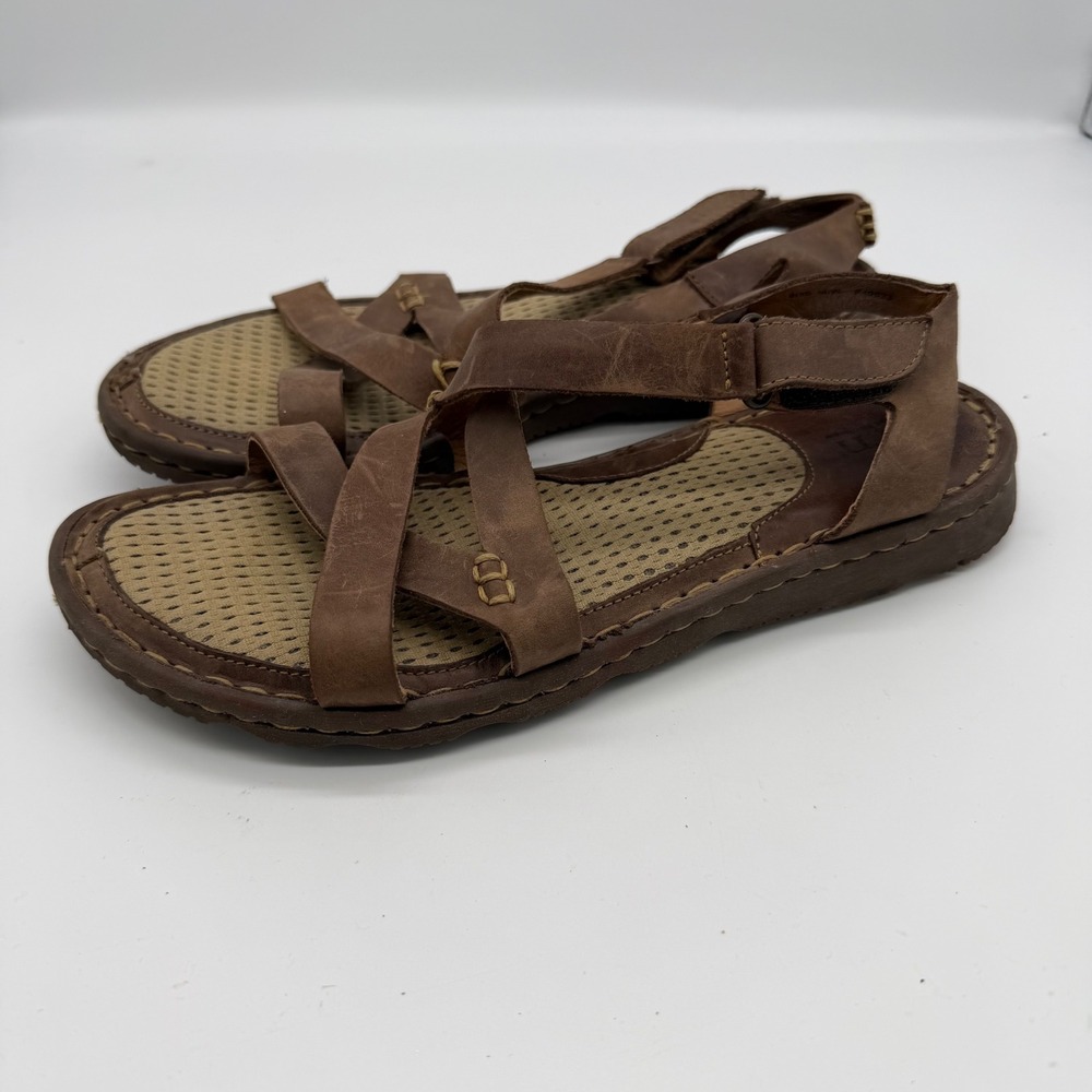 Born Womens Brown Leather Strappy Gladiator Sandals Size 8 MLL7